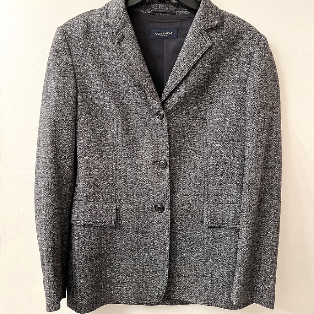 Piazza Sempione Lined Italian Black/White Tweed Jacket